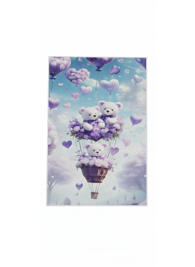 3D Modern Kids Room Rug - Teddy Bears in Hot Air Balloon Design - 120x180 cm - Anti-Slip Washable Carpet Alternative - Image 1